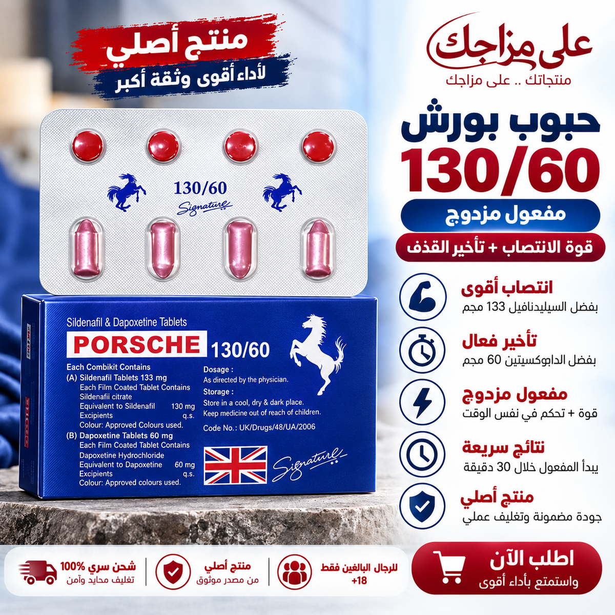 بورش 130/60 للانتصاب وتأخير القذف